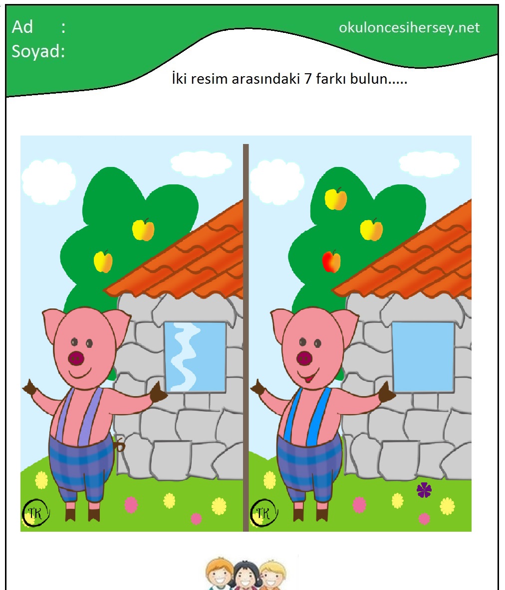 okul öncesi İki Resim Arasındaki Farkı Bul